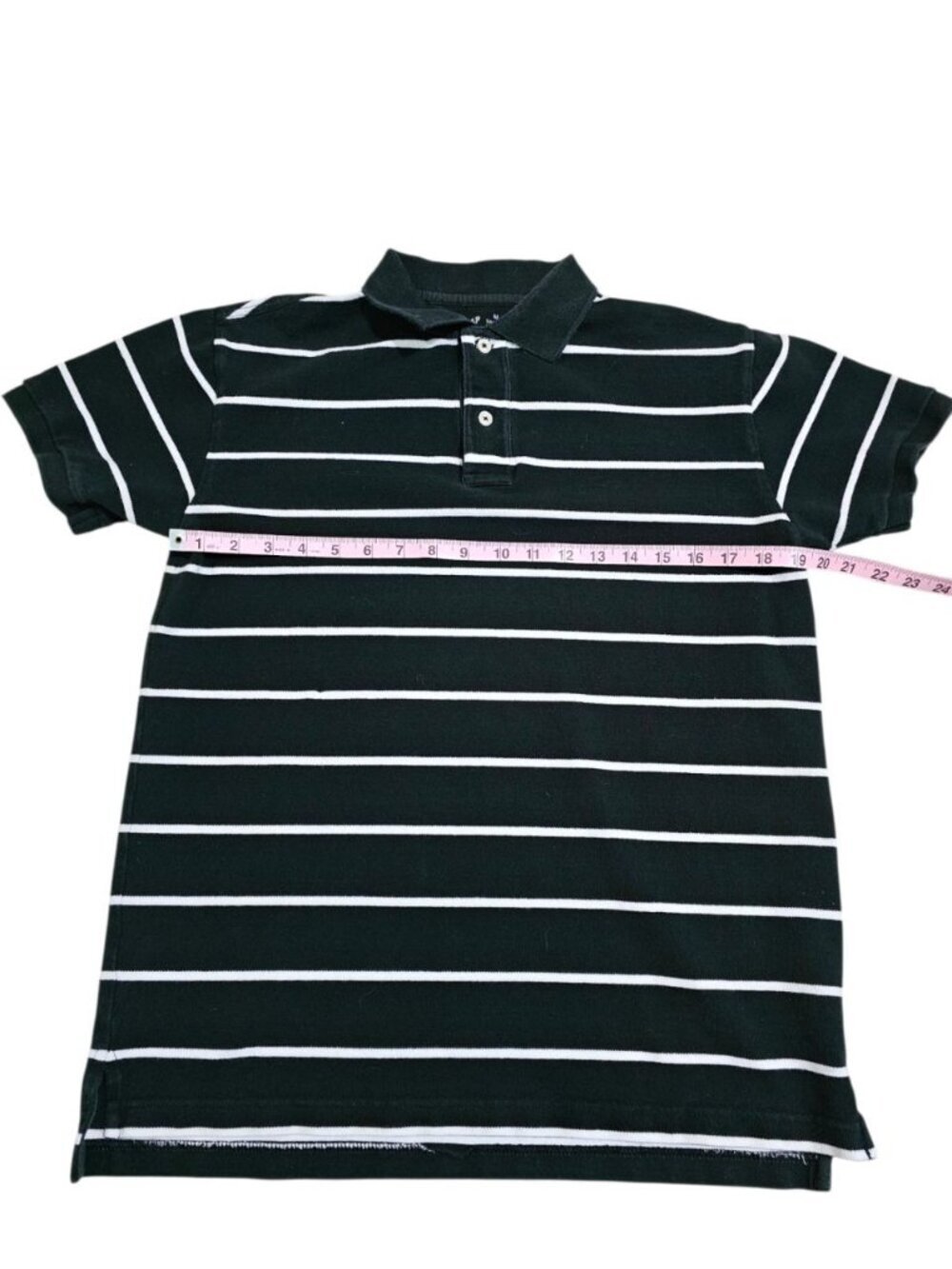 Gap Men Medium Polo Black White Striped Cotton Archival Essential Quiet Luxury - Picture 6 of 6